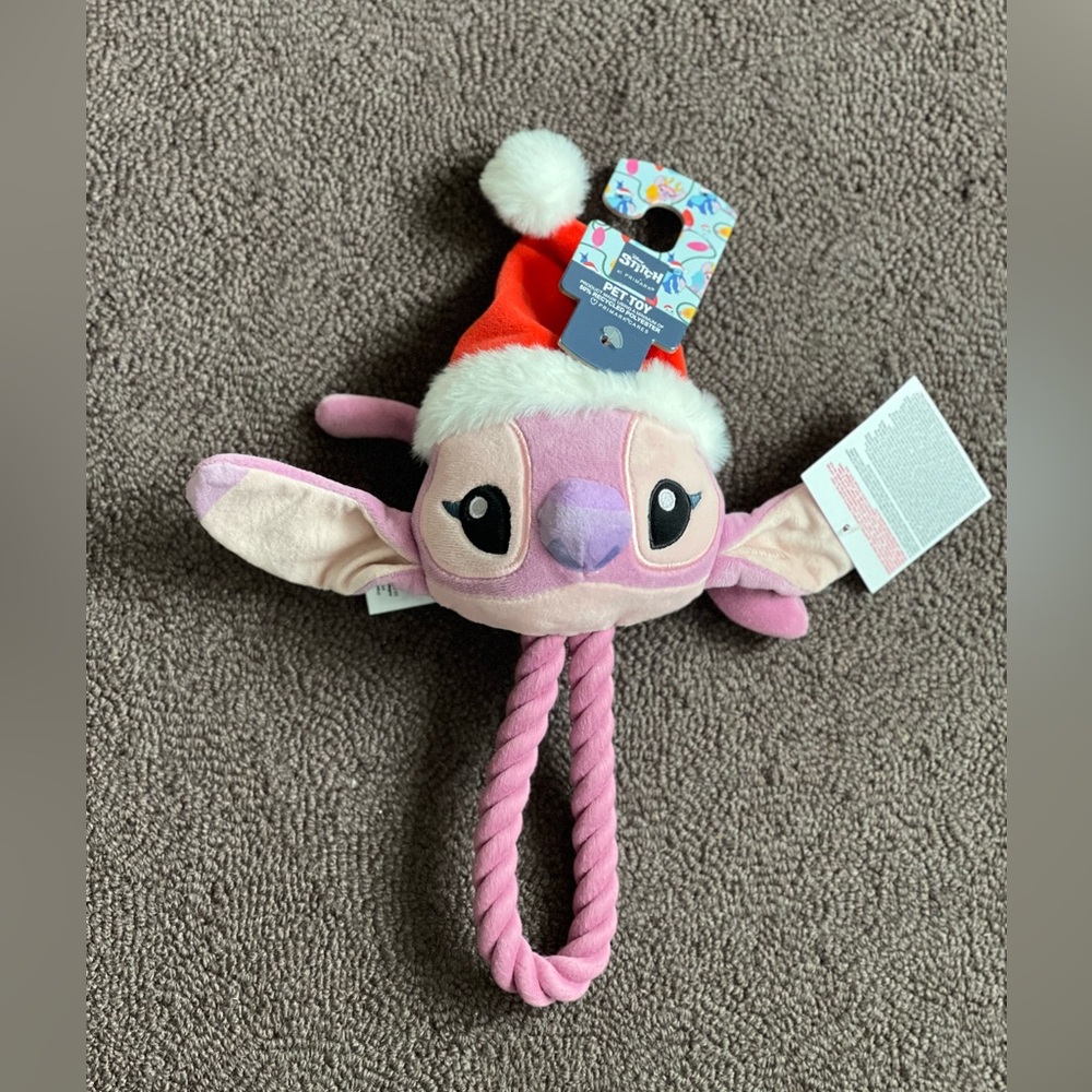 Disney Stitch Angel Santa Hat Rope Dog Toy
